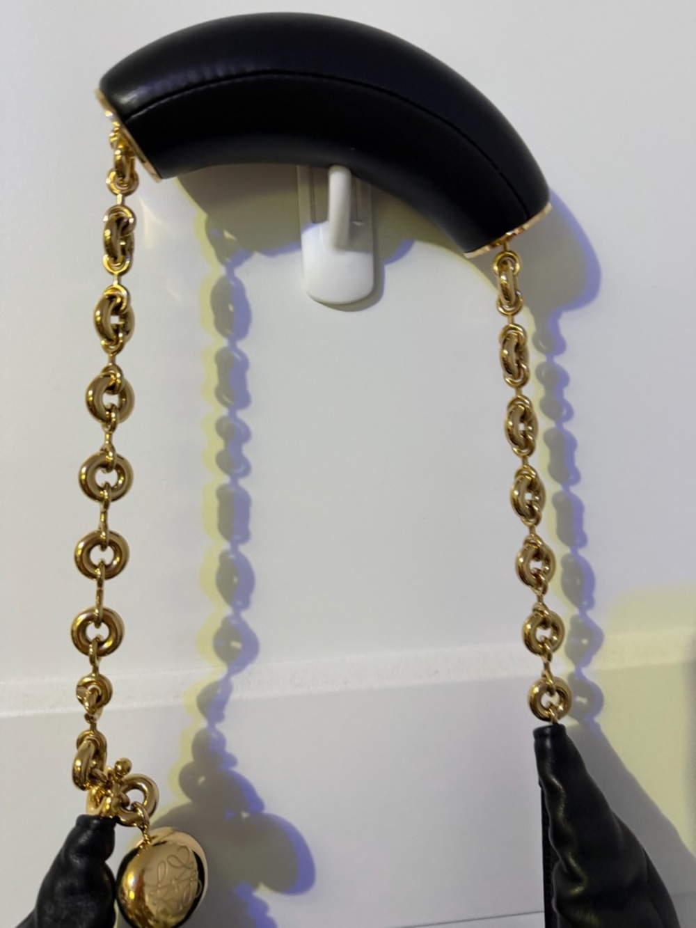 Loewe Black Buttery Nappa Lambskin Shoulder Bag with Gold Chain - Picture 4 of 15